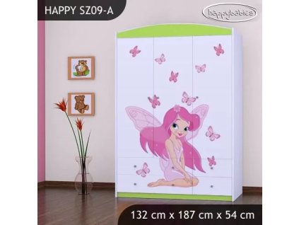 Skříň Happy SZ09 - víla s motýlkami (Barva bílá)