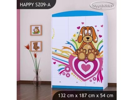 Skříň Happy SZ09 - pejsek se srdcem (Barva bílá)
