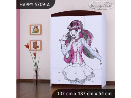 Skříň Happy SZ09 - monster toralei (Barva bílá)