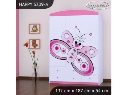 Skříň Happy SZ09 - motýlek (Barva bílá)