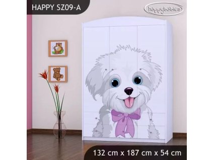 Skříň Happy SZ09 - pejsek s mašlí (Barva bílá)