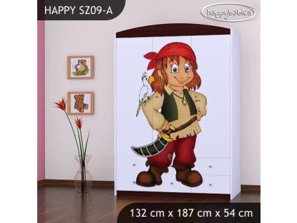 Skříň Happy SZ09 - pirát (Barva bílá)