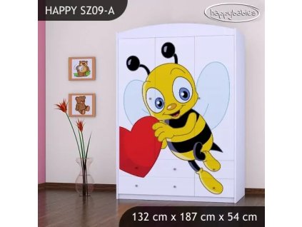 Skříň Happy SZ09 - včelka se srdcem (Barva bílá)