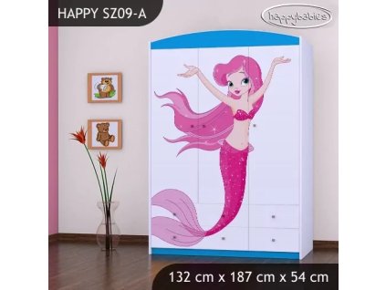 Skříň Happy SZ09 - mořská víla (Barva bílá)