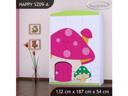 Skříň Happy SZ09 - růžový hříbek (Barva bílá)