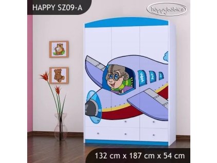 Skříň Happy SZ09 - letadlo (Barva bílá)
