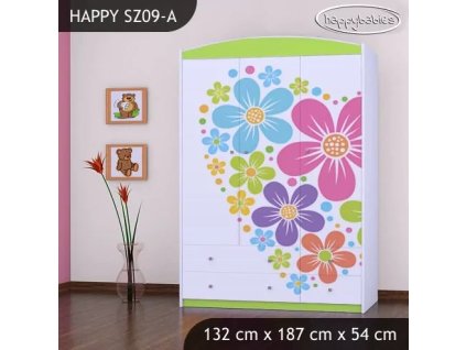 Skříň Happy SZ09 - srdce z květů (Barva bílá)