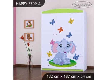 Skříň Happy SZ09 - sloník (Barva bílá)