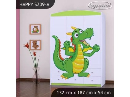 Skříň Happy SZ09 - drak (Barva bílá)