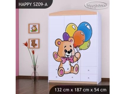 Skříň Happy SZ09 - šťastný medvídek (Barva bílá)