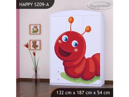 Skříň Happy SZ09 - veselá housenka (Barva bílá)