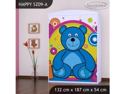 Skříň Happy SZ09 - veselý medvídek (Barva bílá)