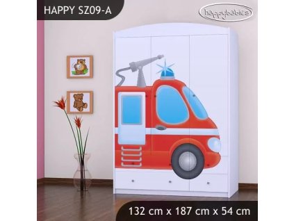 Skříň Happy SZ09 - hasičské auto (Barva bílá)