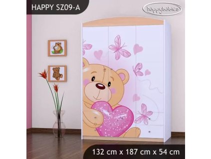 Skříň Happy SZ09 - zamilovaný medvídek (Barva bílá)