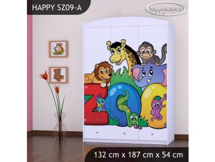 Skříň Happy SZ09 - zoo (Barva bílá)