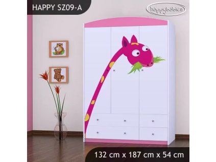 Skříň Happy SZ09 - žirafa (Barva bílá)