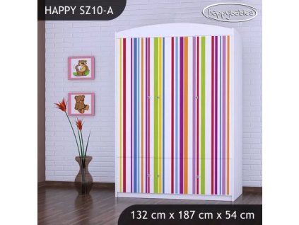 Skříň Happy SZ10 - barevné pásky (Barva bílá)