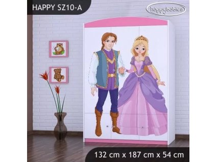 Skříň Happy SZ10 - princ a princezna (Barva bílá)