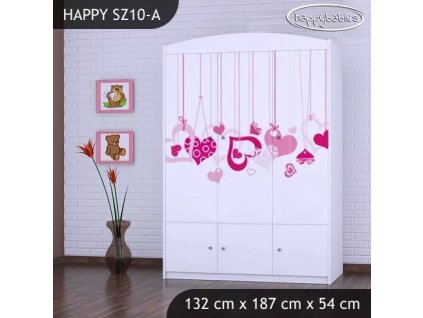 Skříň Happy SZ10 - padající srdce (Barva bílá)
