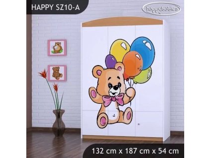 Skříň Happy SZ10 - šťastný medvídek (Barva bílá)