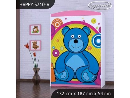 Skříň Happy SZ10 - veselý medvídek (Barva bílá)