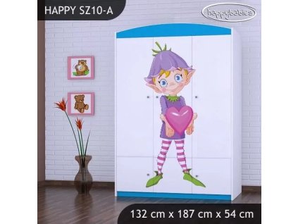Skříň Happy SZ10 - zamilovaný skřítek (Barva bílá)