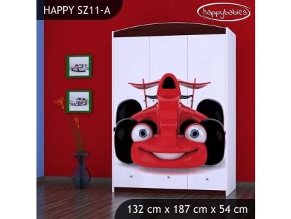 Skříň Happy SZ11 - auto s vlajkou (Barva bílá)