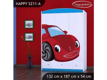Skříň Happy SZ11 - pohádkové auto (Barva bílá)