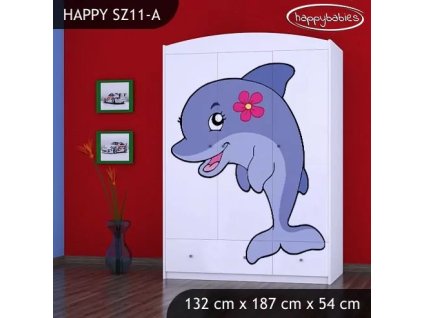 Skříň Happy SZ11 - delfín (Barva bílá)