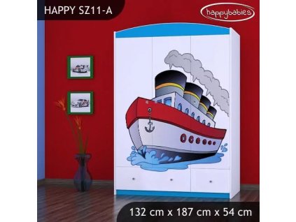 Skříň Happy SZ11 - velká loď (Barva bílá)