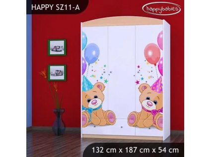 Skříň Happy SZ11 - medvídci s balónky (Barva bílá)