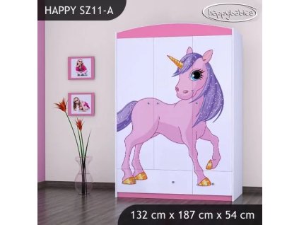 Skříň Happy SZ11 - jednorožec (Barva bílá)