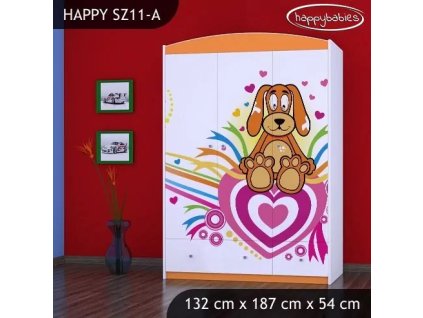 Skříň Happy SZ11 - pejsek se srdcem (Barva bílá)