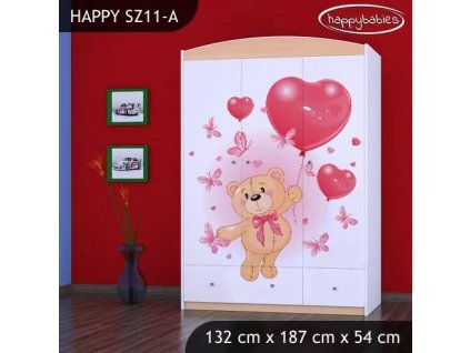 Skříň Happy SZ11 - medvídek s balónky (Barva bílá)