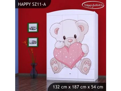 Skříň Happy SZ11 - medvídek se srdcem (Barva bílá)