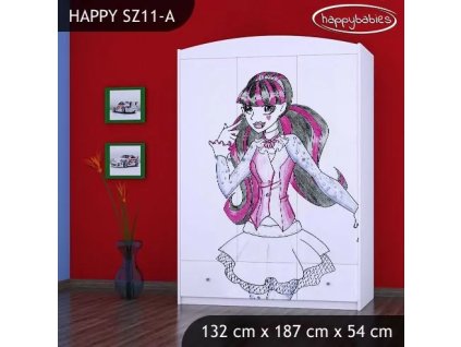 Skříň Happy SZ11 - monster toralei (Barva bílá)