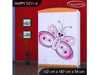 Skříň Happy SZ11 - motýlek (Barva bílá)