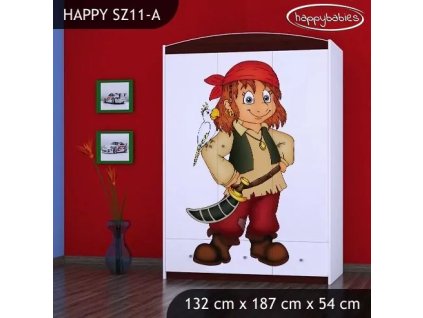 Skříň Happy SZ11 - pirát (Barva bílá)