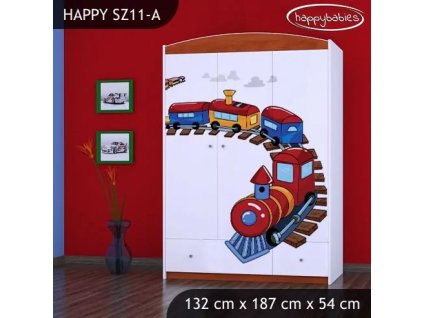 Skříň Happy SZ11 - vláček (Barva bílá)