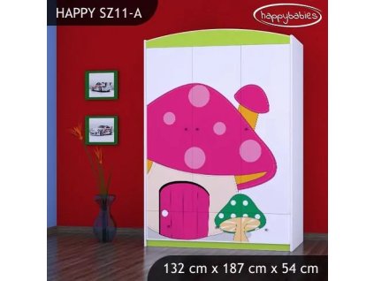 Skříň Happy SZ11 - růžový hříbek (Barva bílá)