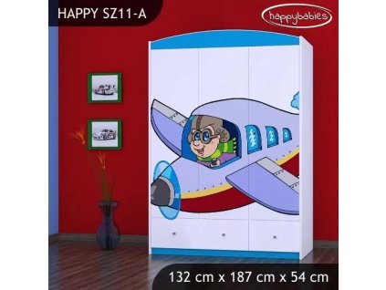 Skříň Happy SZ11 - letadlo (Barva bílá)