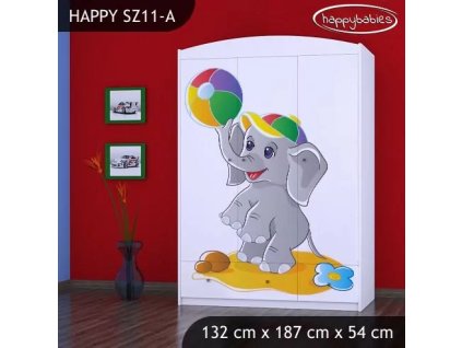 Skříň Happy SZ11 - slon s balónem (Barva bílá)