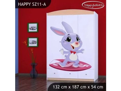 Skříň Happy SZ11 - super zajíček (Barva bílá)