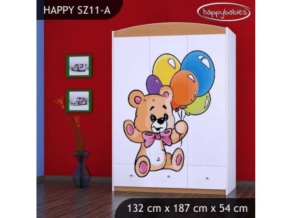 Skříň Happy SZ11 - šťastný medvídek (Barva bílá)