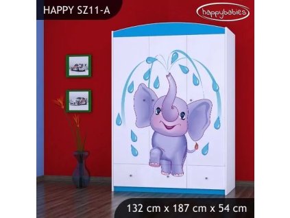 Skříň Happy SZ11 - stříkající sloník (Barva bílá)