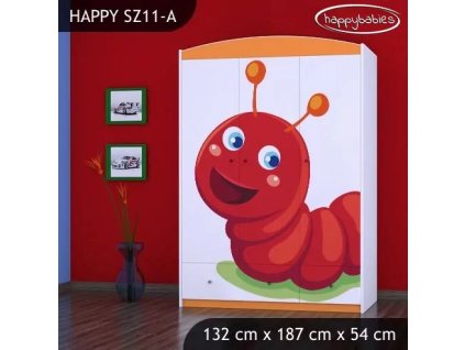 Skříň Happy SZ11 - veselá housenka (Barva bílá)