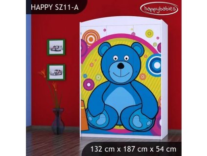 Skříň Happy SZ11 - veselý medvídek (Barva bílá)