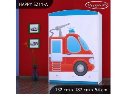 Skříň Happy SZ11 - hasičské auto (Barva bílá)