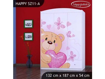 Skříň Happy SZ11 - zamilovaný medvídek (Barva bílá)