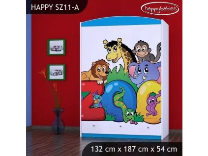 Skříň Happy SZ11 - zoo (Barva bílá)